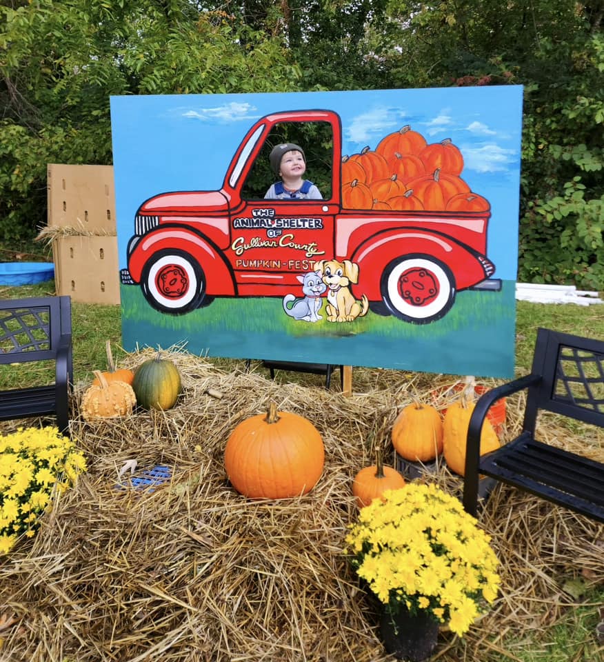 Little boy posing for picture at the Sullivan County Animal Shelter Pumpkin-Fest